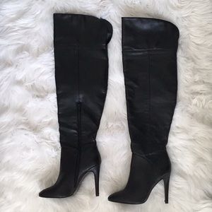 Over the Knee Black High Heel Boots